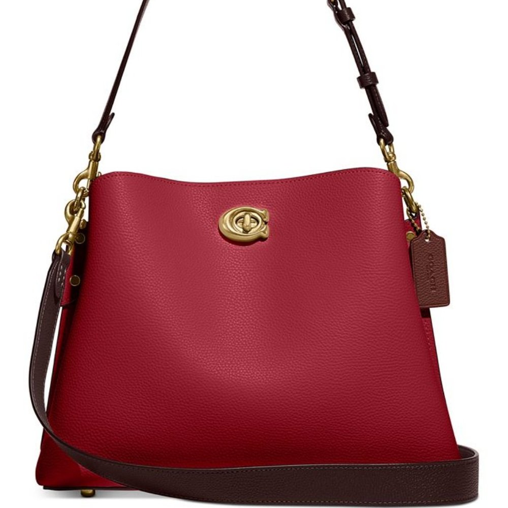 Coach Red and Brown Leather Shoulder Bag